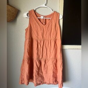 Lucky Brand Ruffle Tiered Dress Coral V Neck